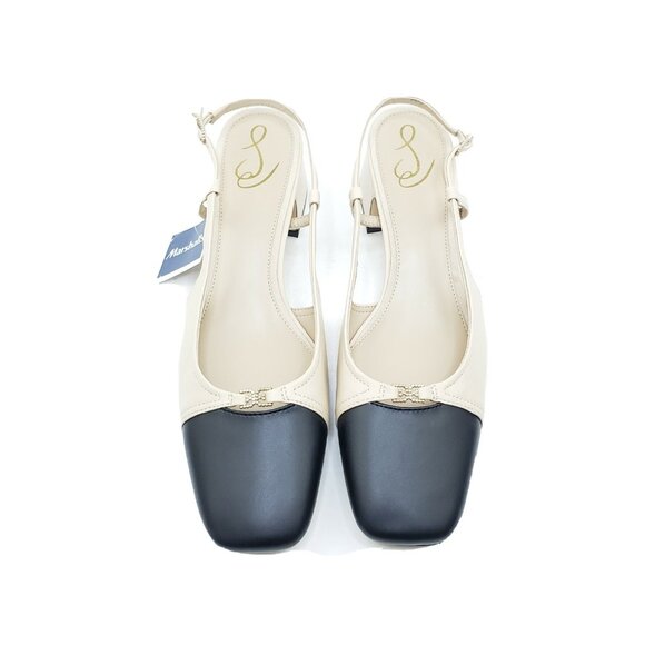 Sam Edelman Tarra Slingback Pumps Womens Beige Black Cap Toe Heels Size 11 - Picture 4 of 10